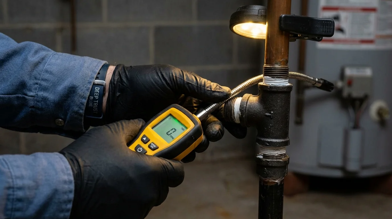 Gas leak detection with electronic sniffer by Johns Plumbing LLC in Bellmore